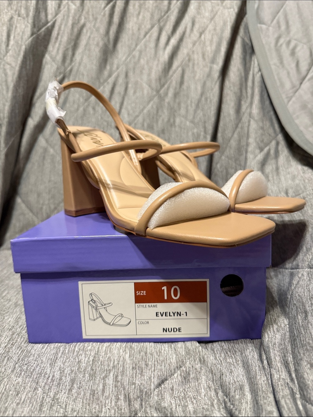 Liliana- Evelyn-1 Nude Strappy Block Heel Sandals